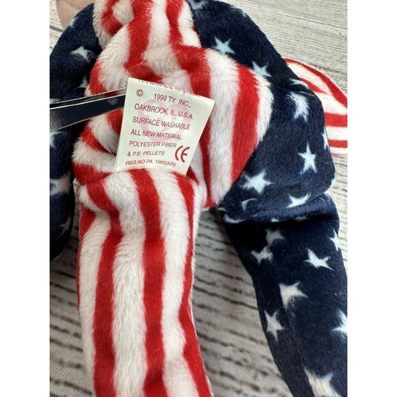 Beanie Babies SPANGLE BLUE WHITE & PINK Bears USA America Stars & Stripes 1999 - Picture 9 of 15
